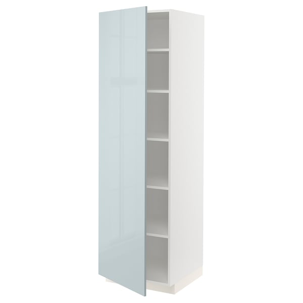 METOD - METOD High cabinet with shelves, white/Kallarp light grey-blue, 60x60x200 cm