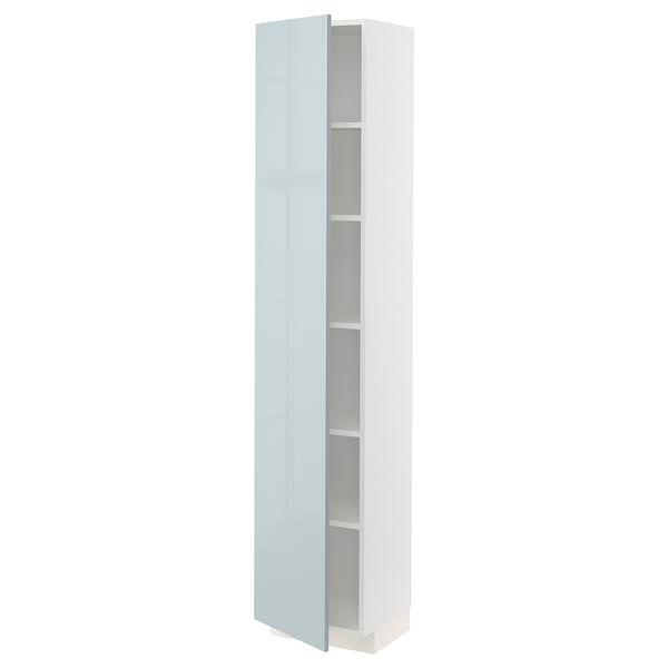 METOD high cabinet with shelves, white/Kallarp light grey-blue, 40x37x200 cm