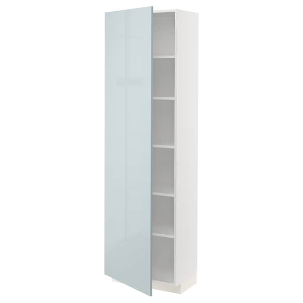 Ikea METOD - High cabinet with shelves, white/Kallarp light grey-blue, 60x37x200 cm