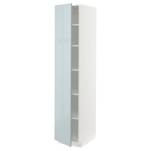 METOD - High cabinet with shelves, white/Kallarp light grey-blue, 40x60x200 cm