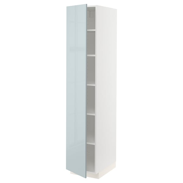 METOD high cabinet with shelves, white/Kallarp light grey-blue, 40x60x200 cm