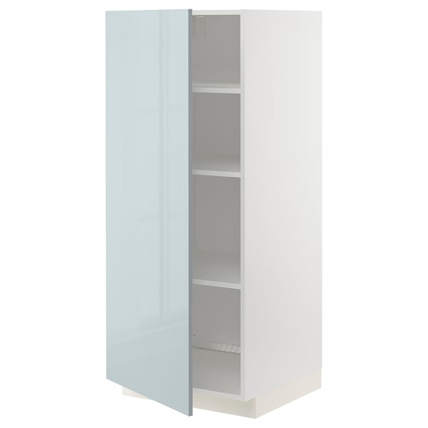 METOD high cabinet with shelves, white/Kallarp light grey-blue