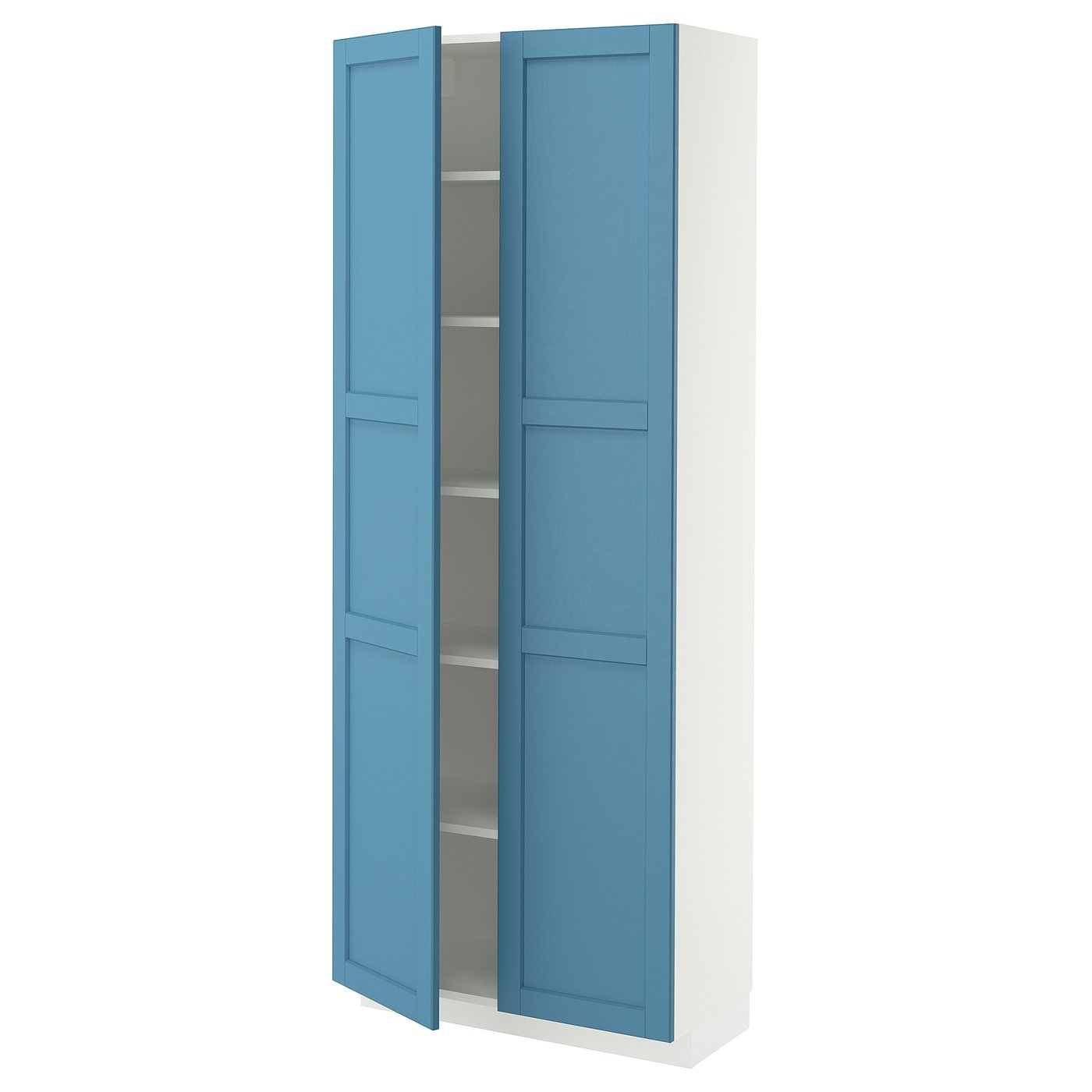 METOD high cabinet with shelves, white/Lerhyttan blue, 80x37x200 cm