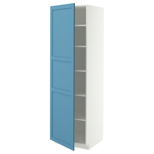 METOD high cabinet with shelves, white/Lerhyttan blue, 60x60x200 cm