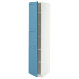 METOD high cabinet with shelves, white/Lerhyttan blue, 40x60x200 cm