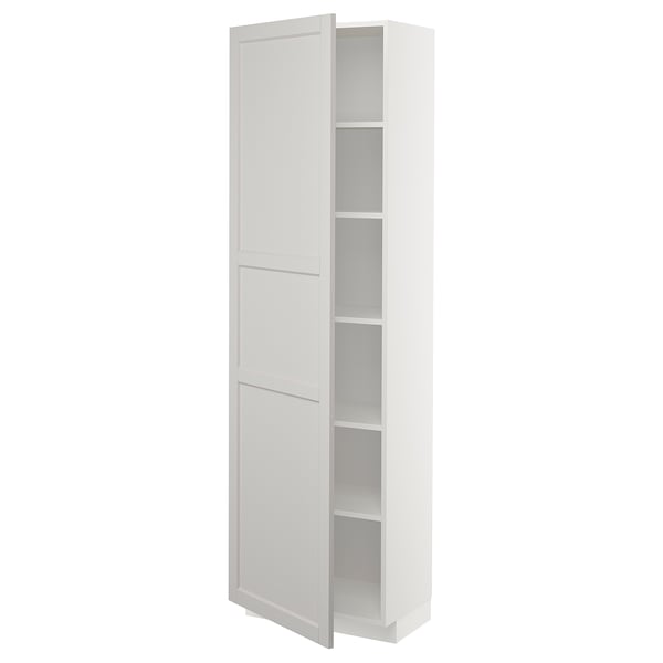 METOD high cabinet with shelves, white/Lerhyttan light grey, 60x37x200 cm