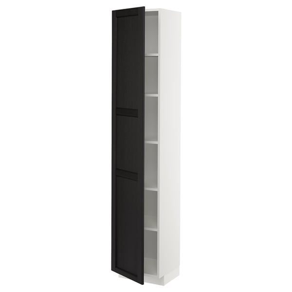 METOD high cabinet with shelves, white/Lerhyttan black stained, 40x37x200 cm