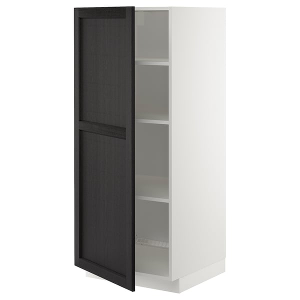 METOD high cabinet with shelves, white/Lerhyttan black stained, 60x60x140 cm