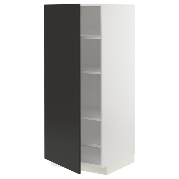 METOD high cabinet with shelves, white/Nickebo matt anthracite, 60x60x140 cm