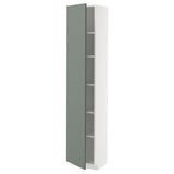 METOD high cabinet with shelves, white/Nickebo matt grey-green, 40x37x200 cm