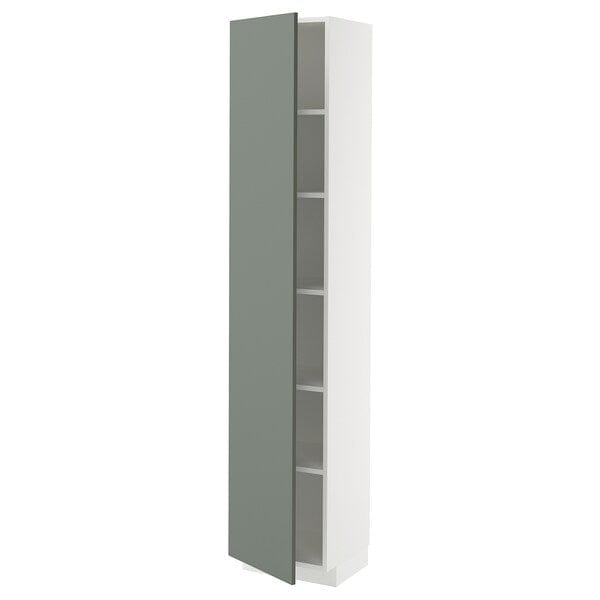 Ikea METOD - High cabinet with shelves, white/Nickebo matt grey-green, 40x37x200 cm