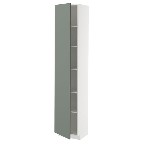 METOD - METOD High cabinet with shelves, white/Nickebo matt grey-green, 40x37x200 cm