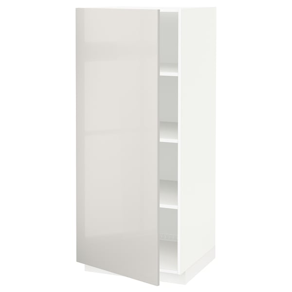 METOD high cabinet with shelves, white/Ringhult light grey, 60x60x140 cm