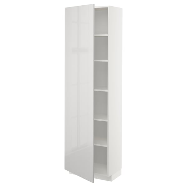 METOD high cabinet with shelves, white/Ringhult light grey, 60x37x200 cm