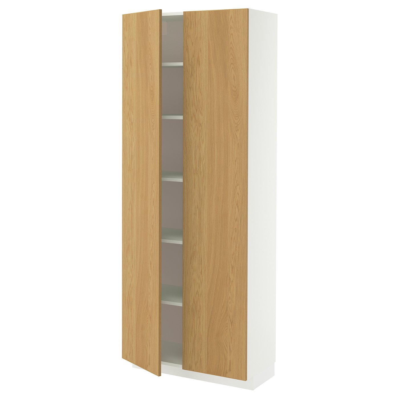 METOD high cabinet with shelves, white/Sinarp oak veneer, 80x37x200 cm