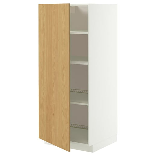 METOD high cabinet with shelves, white/Sinarp oak veneer, 60x60x140 cm