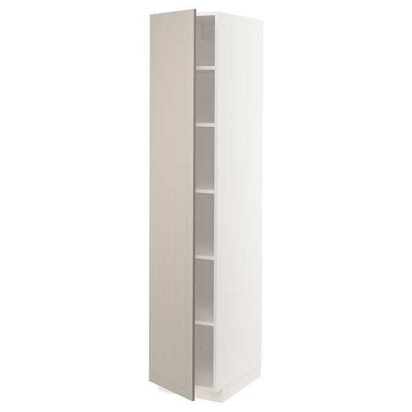METOD - METOD High cabinet with shelves, white/Stensund beige, 40x60x200 cm