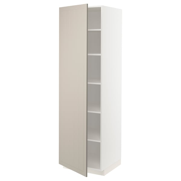METOD - METOD High cabinet with shelves, white/Stensund beige, 60x60x200 cm