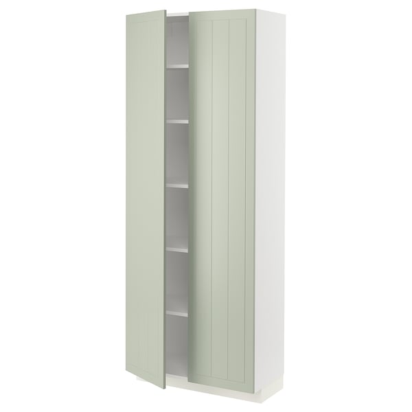 METOD high cabinet with shelves, white/Stensund light green, 80x37x200 cm