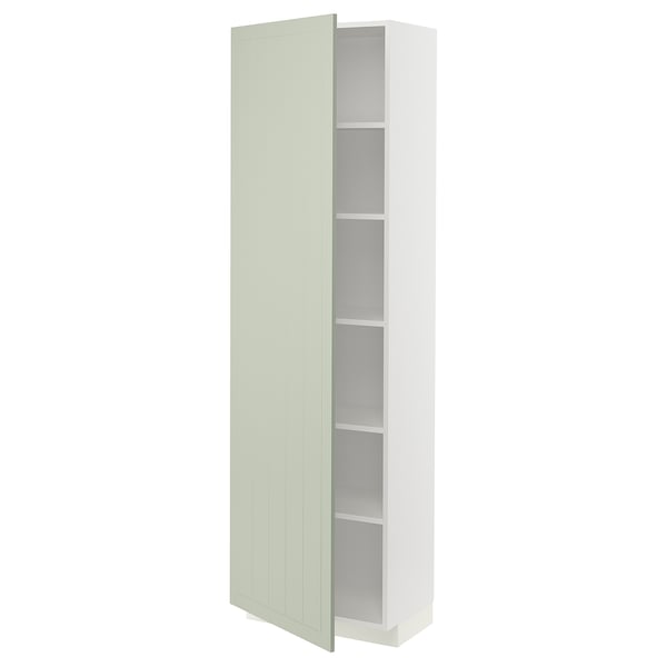 METOD - METOD High cabinet with shelves, white/Stensund light green, 60x37x200 cm