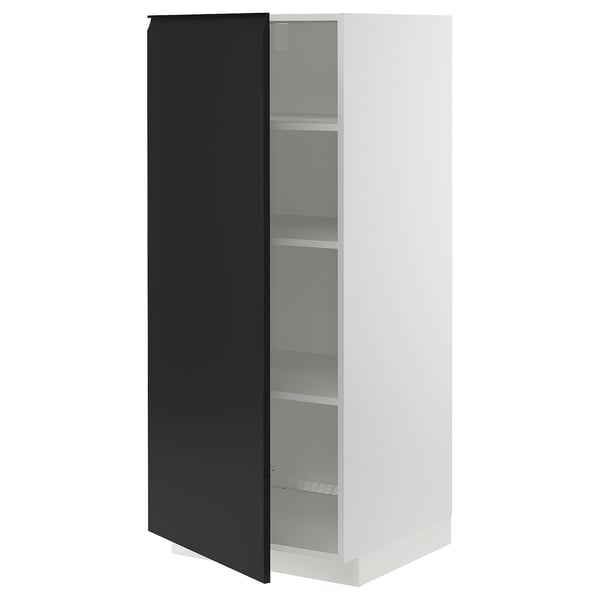 METOD high cabinet with shelves, white/Upplöv matt anthracite, 60x60x140 cm
