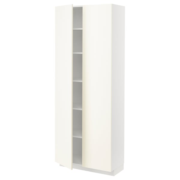 METOD high cabinet with shelves, white/Vallstena white, 80x37x200 cm
