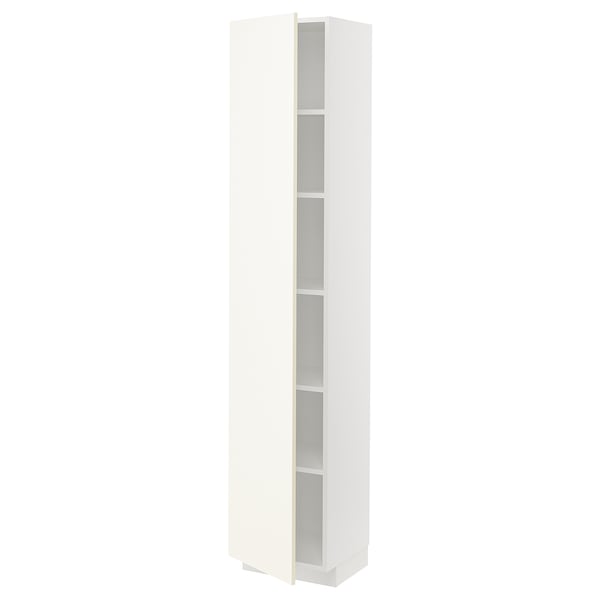 METOD high cabinet with shelves, white/Vallstena white, 40x37x200 cm