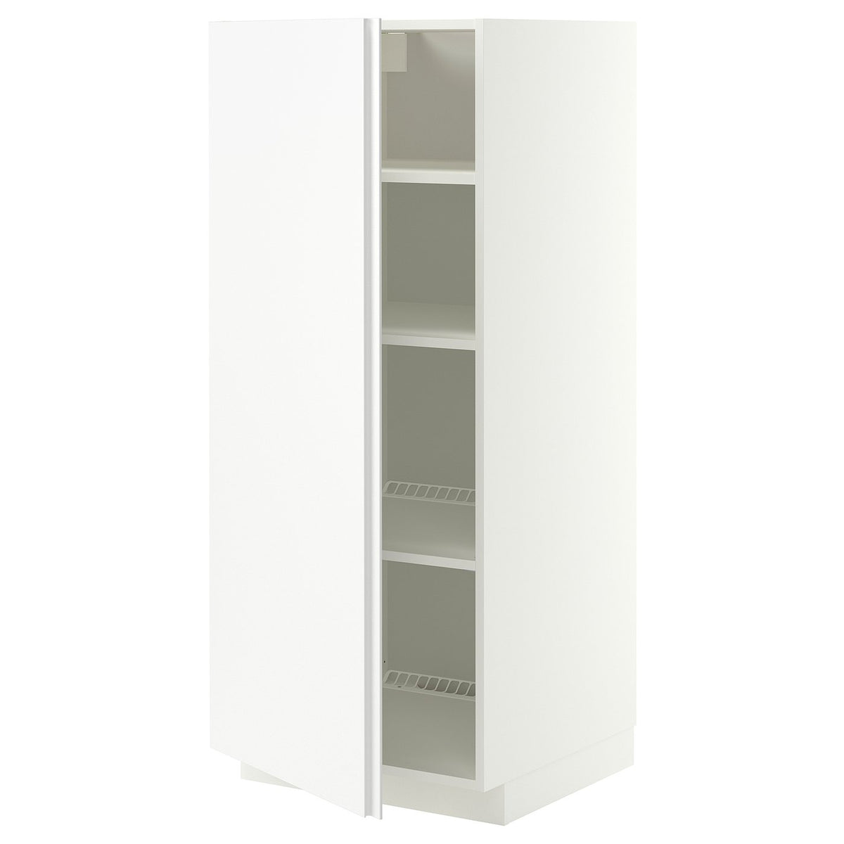 METOD high cabinet with shelves, white/VOXTORP matt white vertical handle, 60x60x140 cm