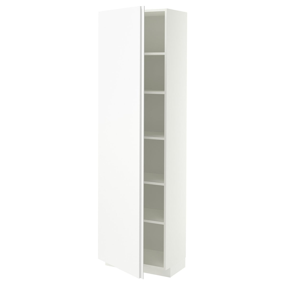METOD high cabinet with shelves, white/VOXTORP matt white vertical handle, 60x37x200 cm