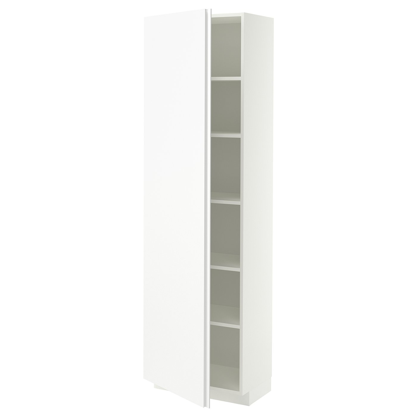 METOD high cabinet with shelves, white/VOXTORP matt white vertical handle, 60x37x200 cm