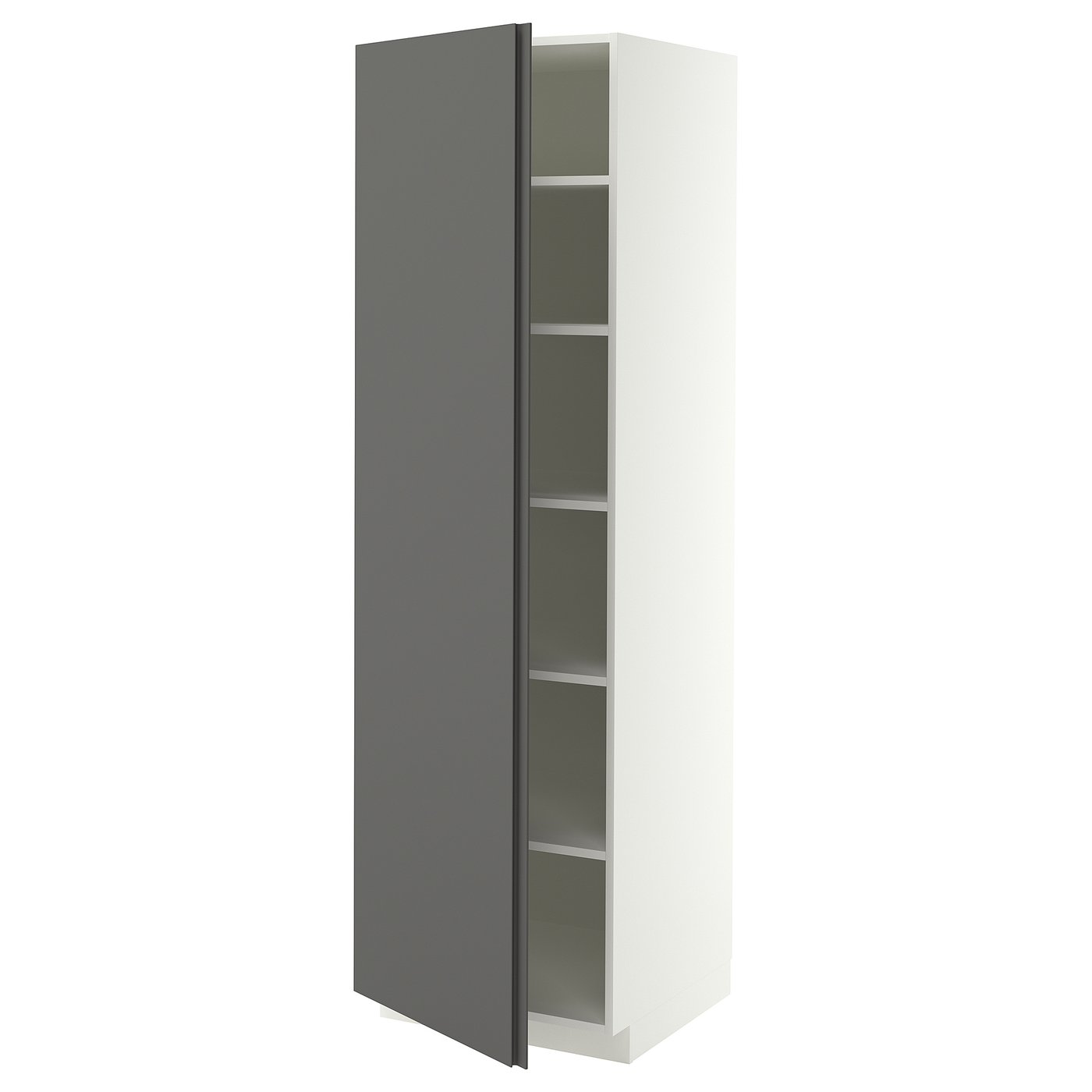 METOD high cabinet with shelves, white/VOXTORP dark grey vertical handle, 60x60x200 cm