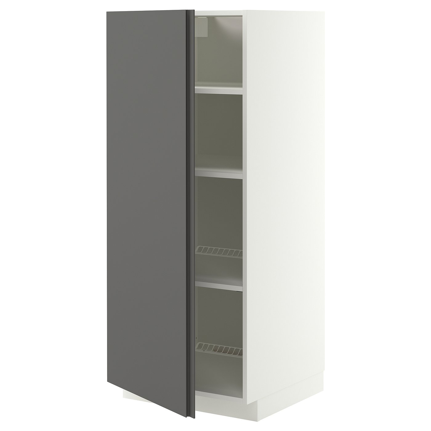 METOD high cabinet with shelves, white/VOXTORP dark grey vertical handle, 60x60x140 cm