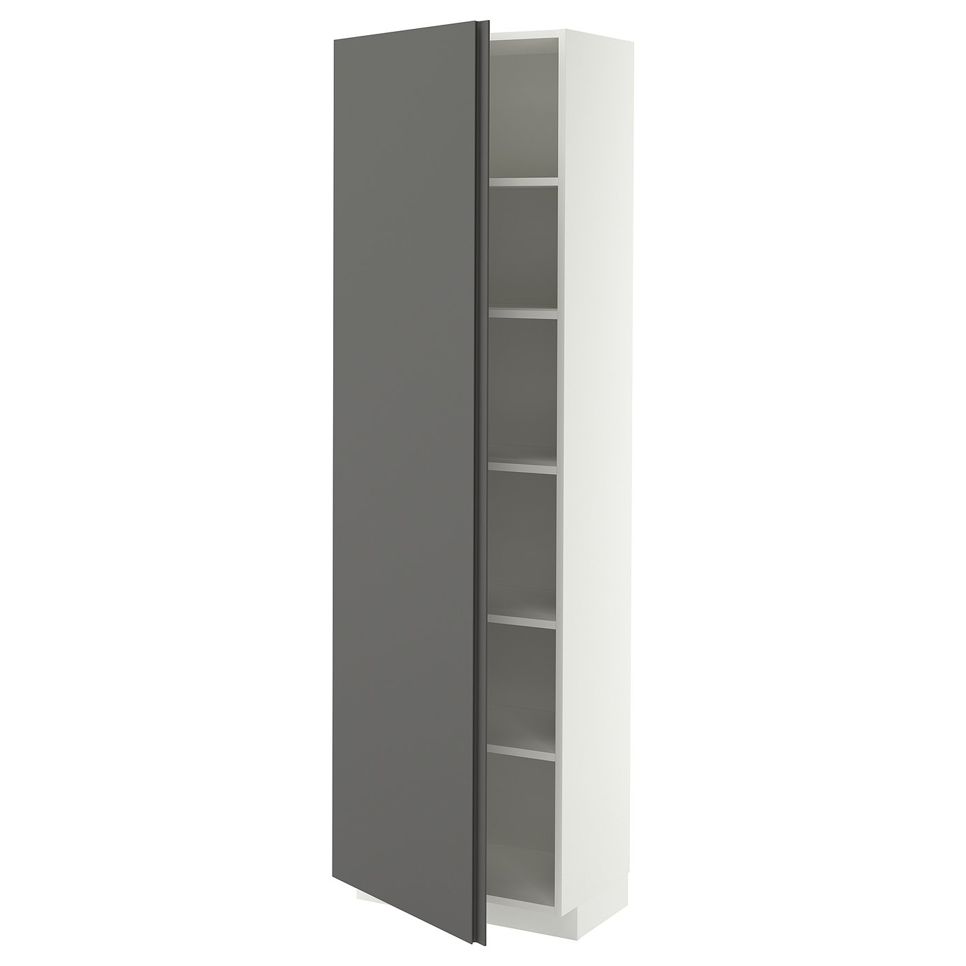 METOD high cabinet with shelves, white/VOXTORP dark grey vertical handle, 60x37x200 cm