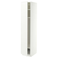 METOD high cabinet w shelves/wire basket, white/Aspudden matt white, 40x60x200 cm