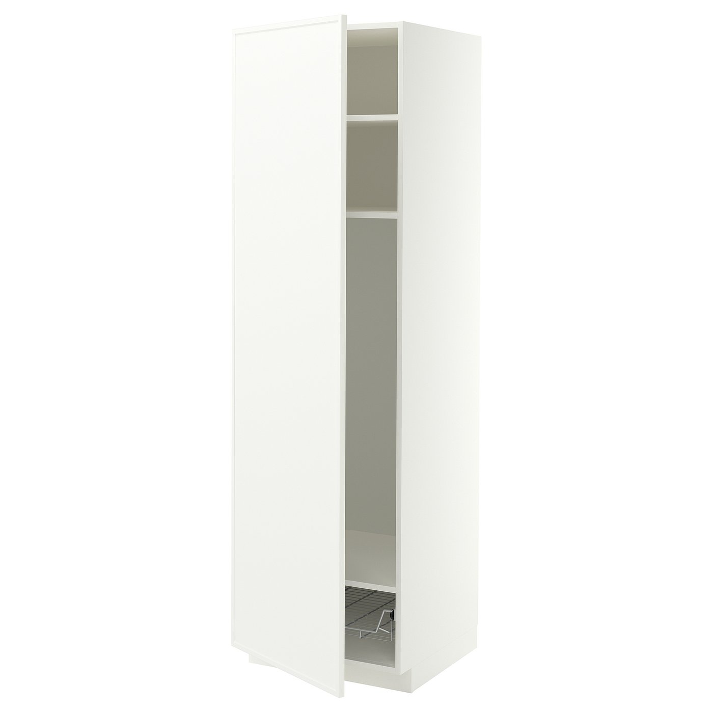 METOD high cabinet w shelves/wire basket, white/Aspudden matt white, 60x60x200 cm