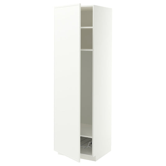 METOD high cabinet w shelves/wire basket, white/Aspudden matt white, 60x60x200 cm