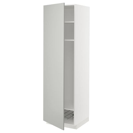 Ikea METOD - High cabinet w shelves/wire basket, white/Havstorp light grey, 60x60x200 cm