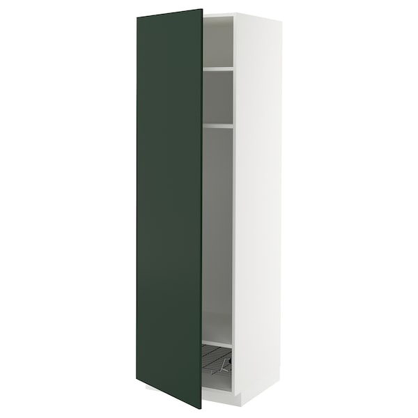 METOD - Tall cabinet with shelves/basket, white/Havstorp deep green,60x60x200 cm