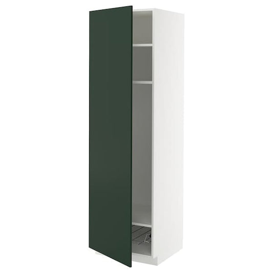 Ikea METOD - High cabinet w shelves/wire basket, white/Havstorp deep green, 60x60x200 cm