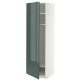 METOD high cabinet w shelves/wire basket, white/Kallarp high-gloss dark grey-green, 60x60x200 cm