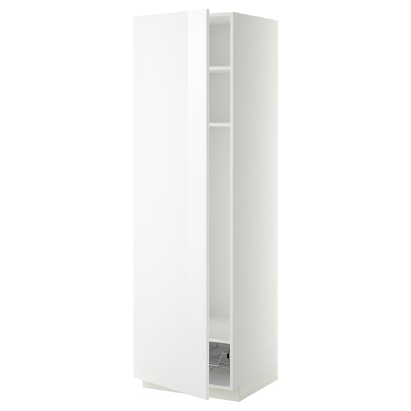 METOD high cabinet w shelves/wire basket, white/Ringhult white, 60x60x200 cm