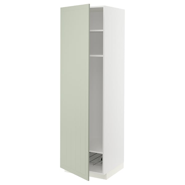 METOD high cabinet w shelves/wire basket, white/Stensund light green, 60x60x200 cm