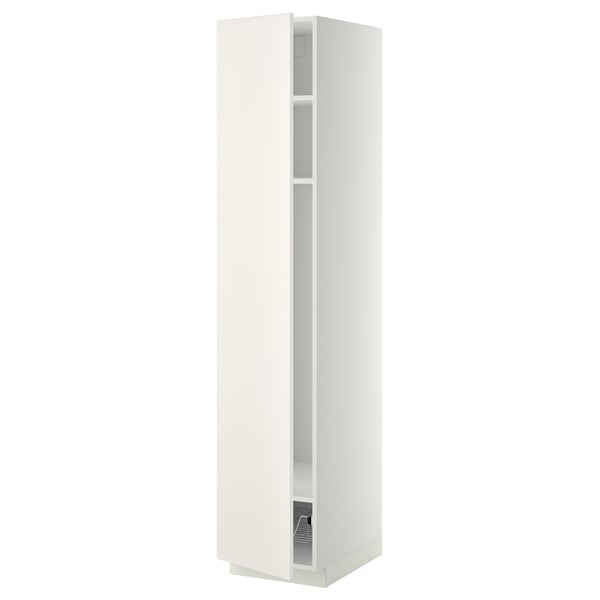 METOD - METOD High cabinet w shelves/wire basket, white/Veddinge white, 40x60x200 cm