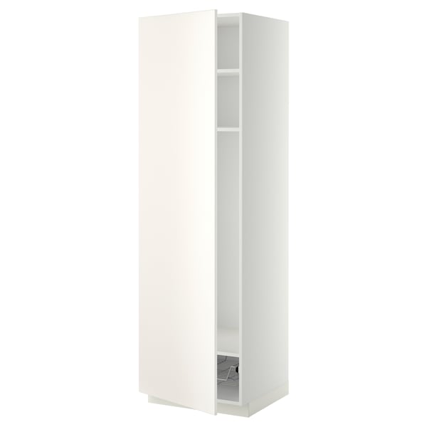 METOD high cabinet w shelves/wire basket, white/Veddinge white, 60x60x200 cm