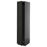 METOD high cabinet w shelves/wire basket, black-grey/Lerhyttan black stained, 40x60x200 cm