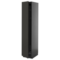METOD high cabinet w shelves/wire basket, black-grey/Nickebo matt anthracite, 40x60x200 cm