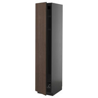 METOD high cabinet w shelves/wire basket, black-grey/Sinarp brown, 40x60x200 cm