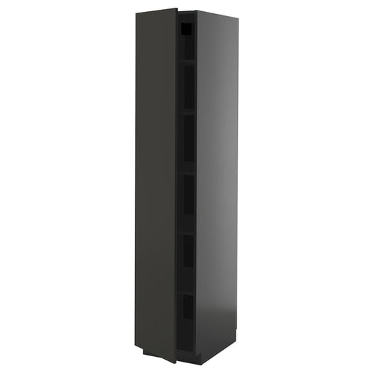METOD - METOD High cabinet with shelves, black-grey/Nickebo matt anthracite, 40x60x200 cm