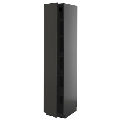 METOD - METOD High cabinet with shelves, black-grey/Nickebo matt anthracite, 40x60x200 cm