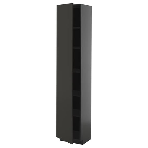 METOD - METOD High cabinet with shelves, black-grey/Nickebo matt anthracite, 40x37x200 cm